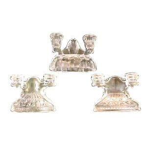 Vintage double caper Iris herringbone candle holders